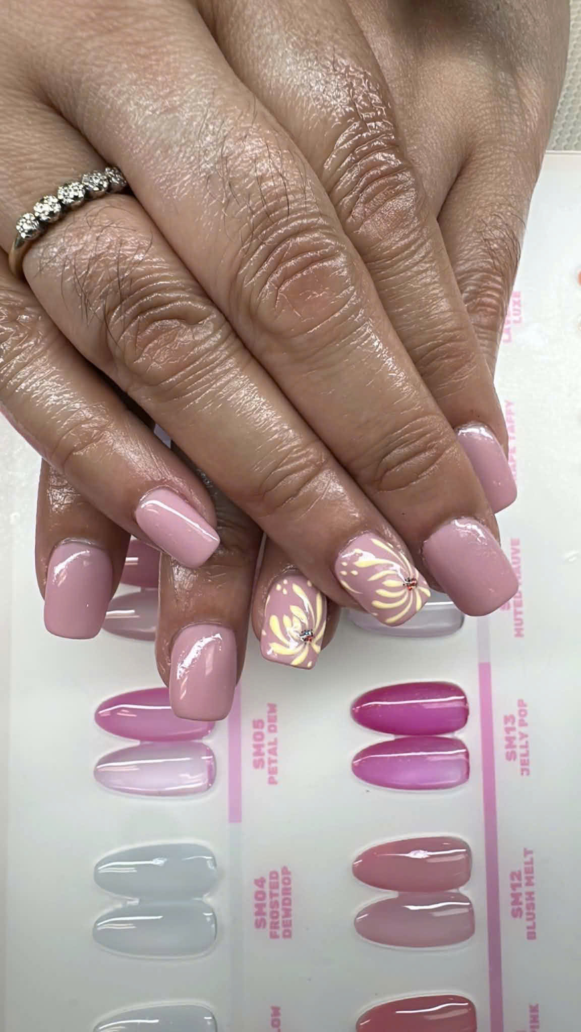 Dusty rose floral nail set
