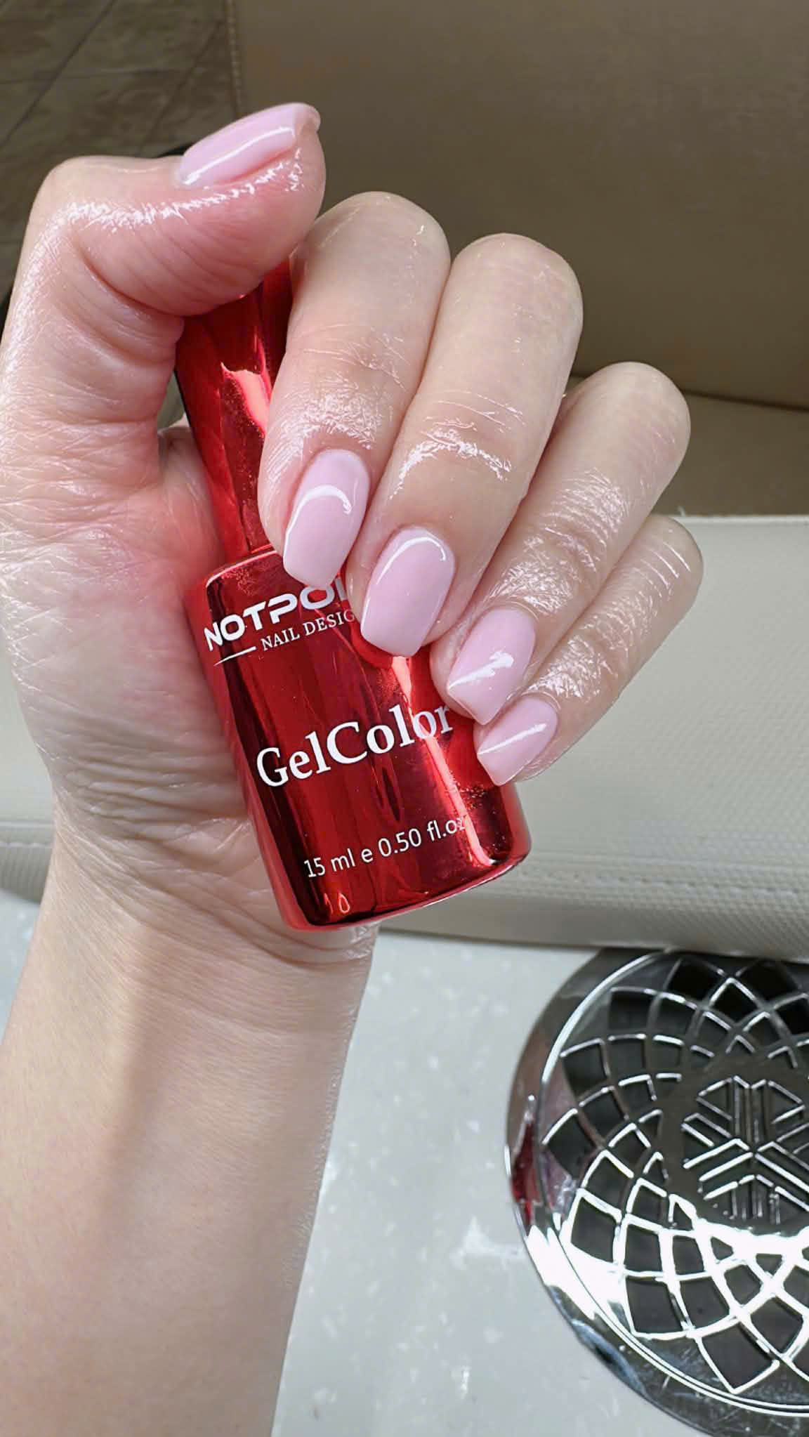 Glossy blush gel manicure