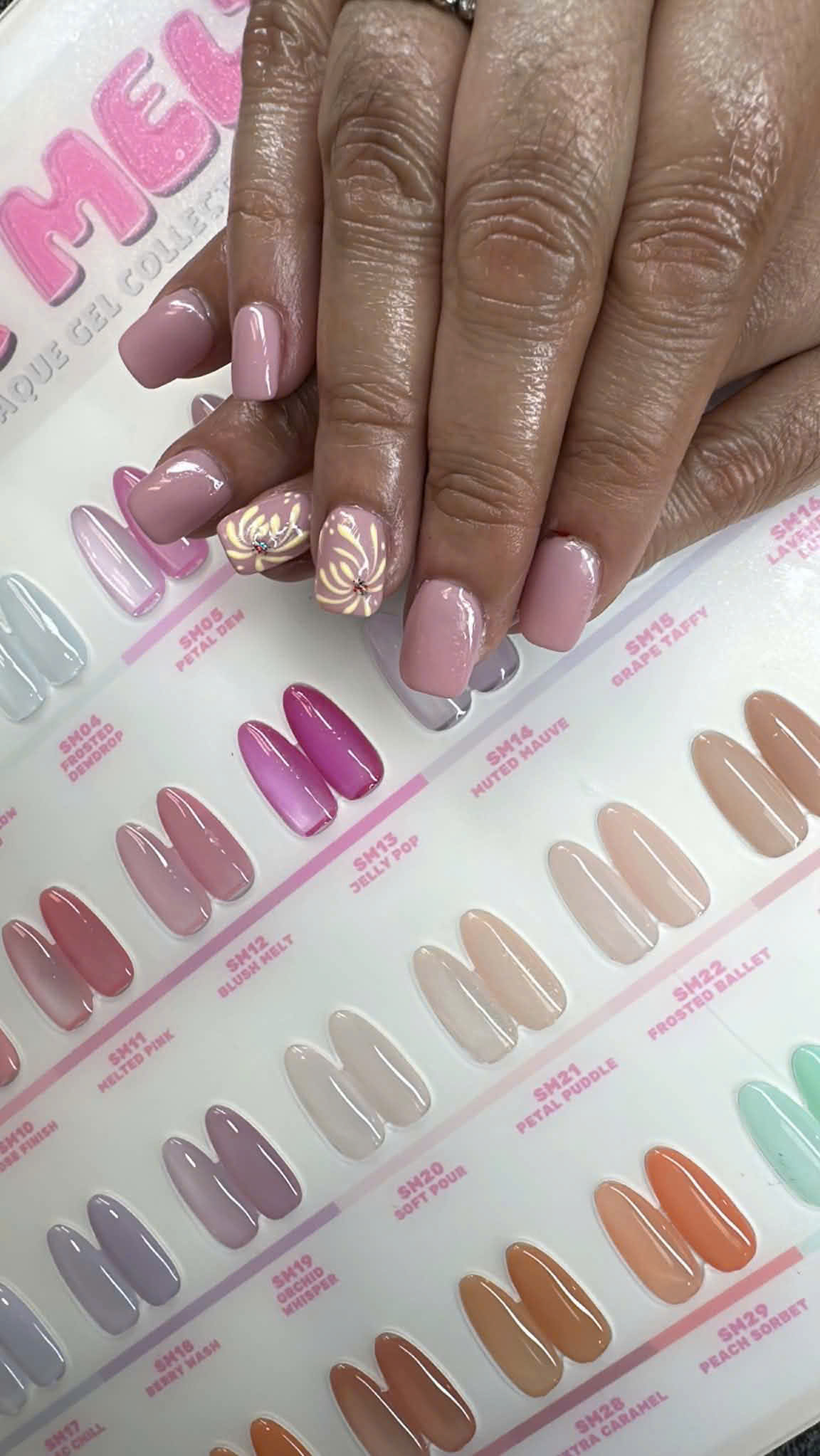 Mauve floral manicure