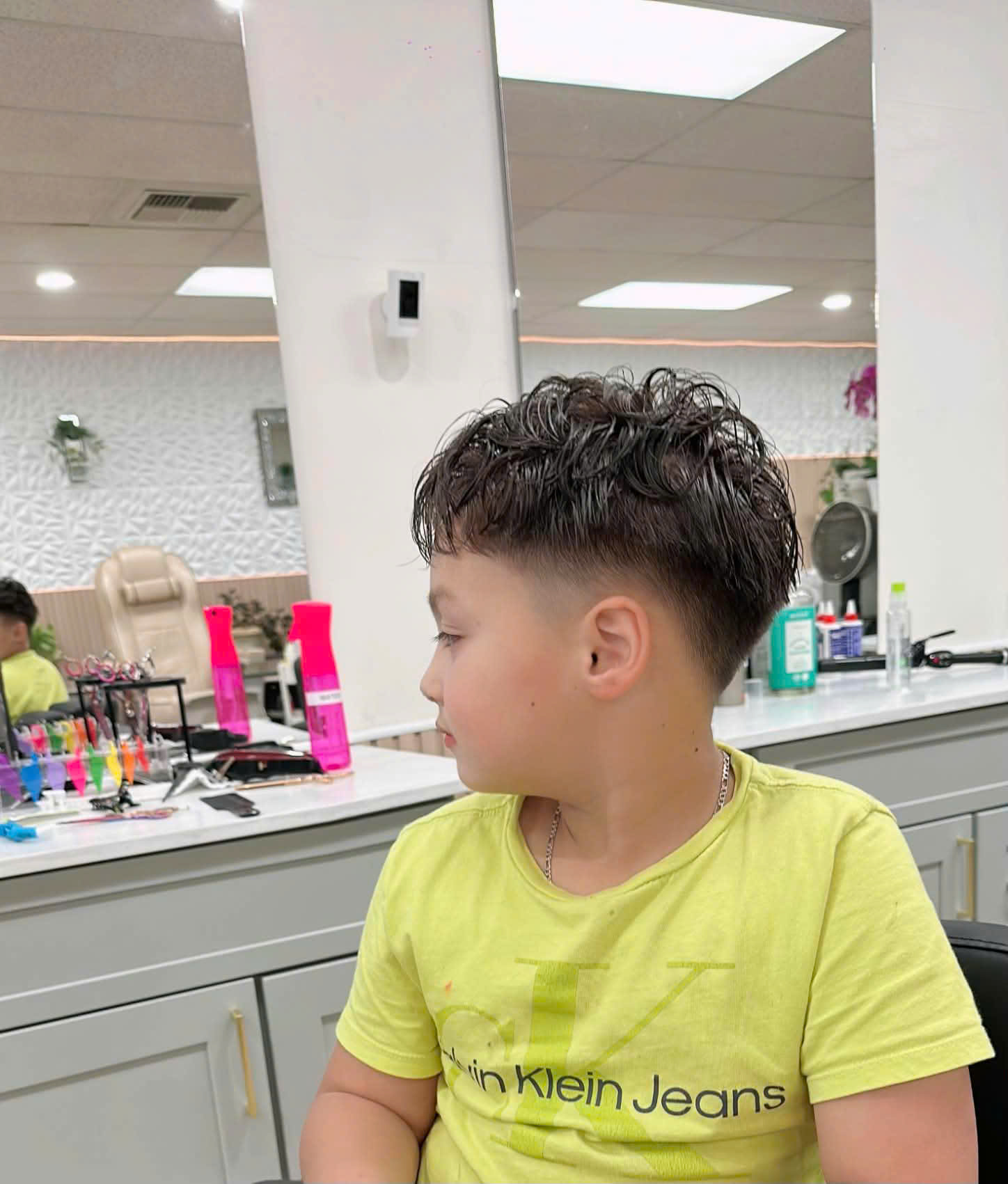 Kid's textured haircut side view