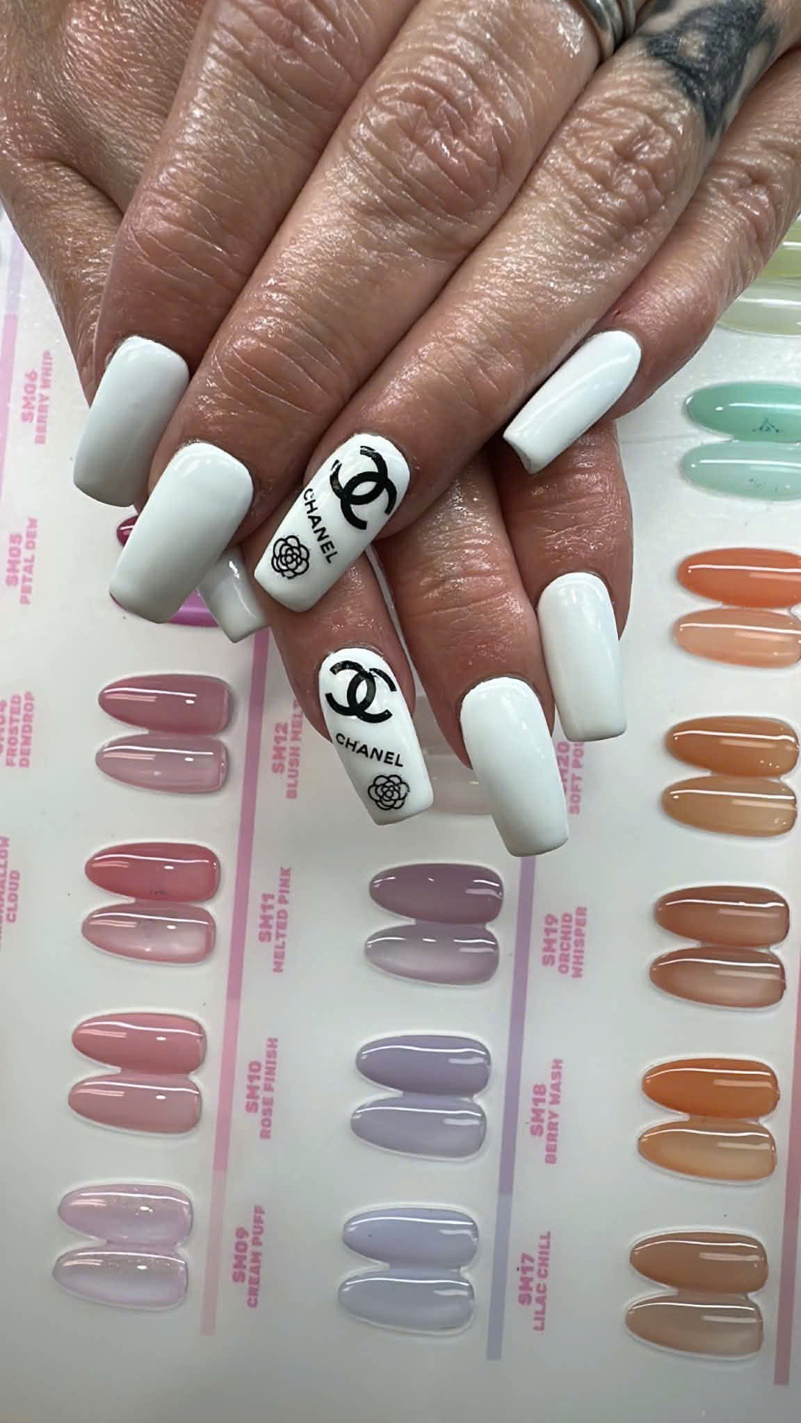 White designer-inspired nails