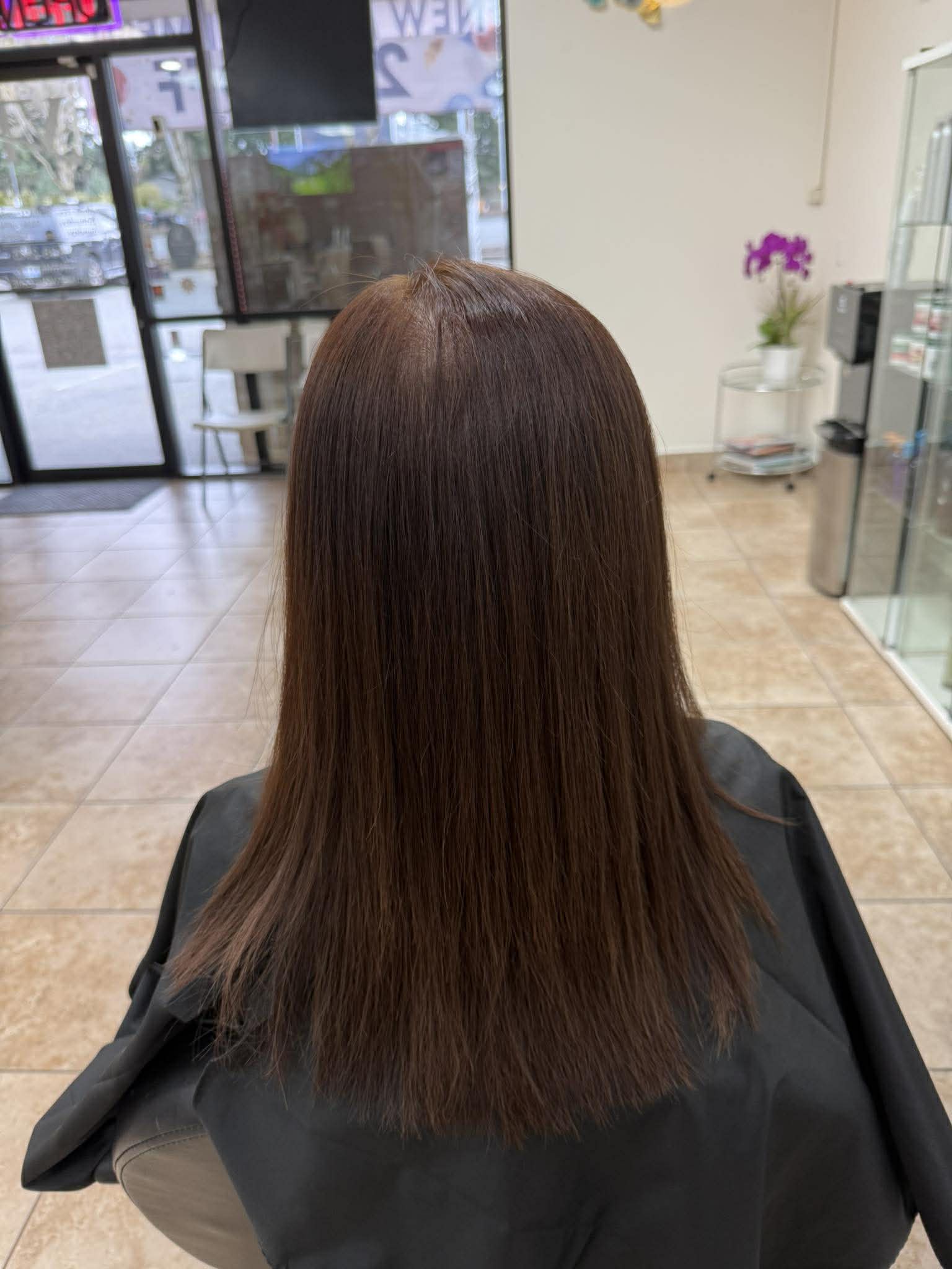 Straight hair result from the back